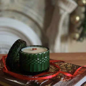 "Holly & Pine" Holiday Jewel Candle with Wood Wick | 7 oz