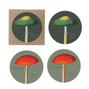 MUSHROOMS Coasters - 4 Pack of Nordic Birch Veneer Beverage Coasters