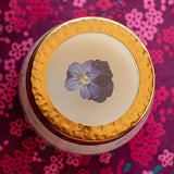 Rosy Rings BLACK CURRANT BAY Pressed Floral Candle 4.5oz | SLIGHTLY DAMAGED UNIT