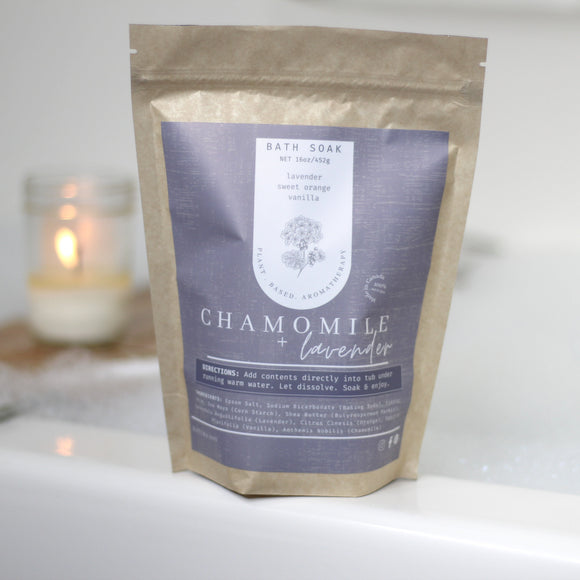 Chamomile + Lavender Bath Soak | Fragrant Fizzing Bath Salts (7 oz)