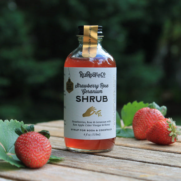 Strawberry Rose Geranium Shrub 4 oz